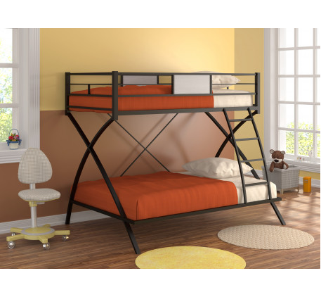 Двухъярусная кровать Виньола металлическая. Верхнее спальное место 190х90 см, нижнее 190х120 см
